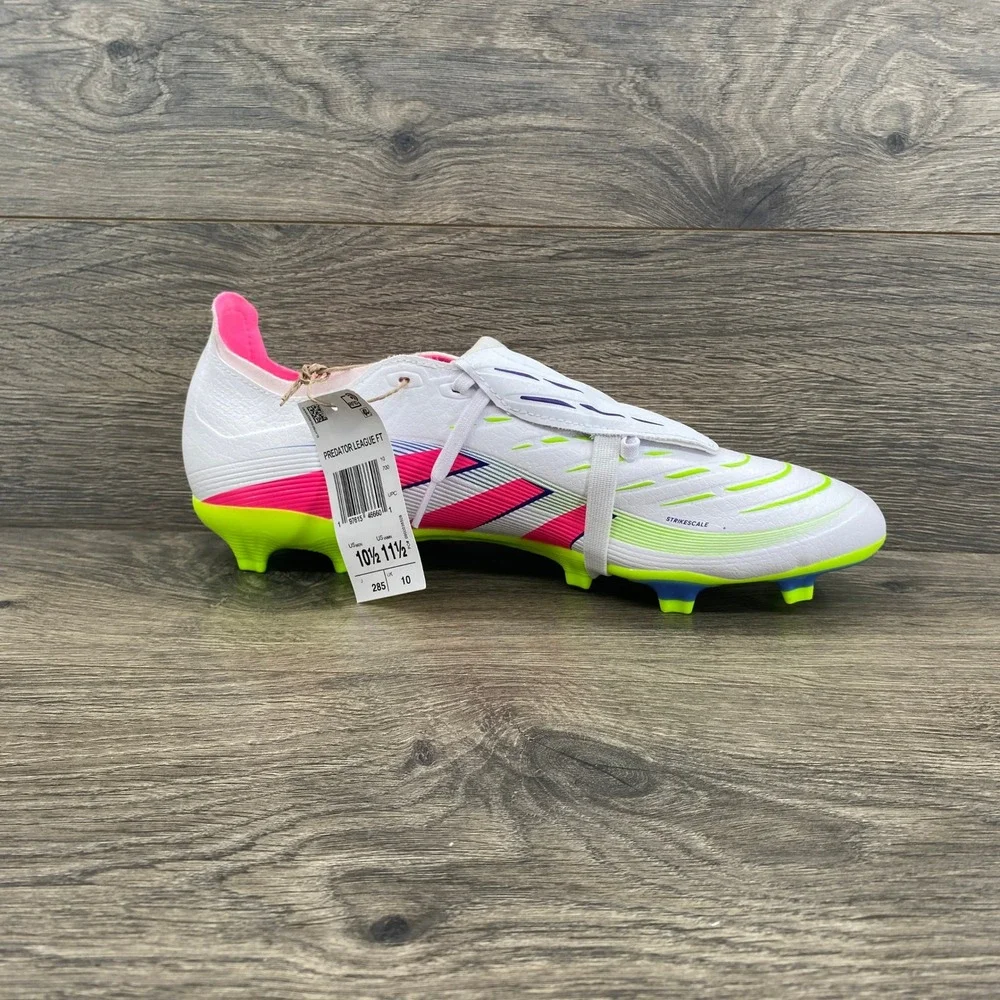 Adidas Predator League FT Soccer Cleats Mens 10.5 White Pink IG7700 Firm Ground